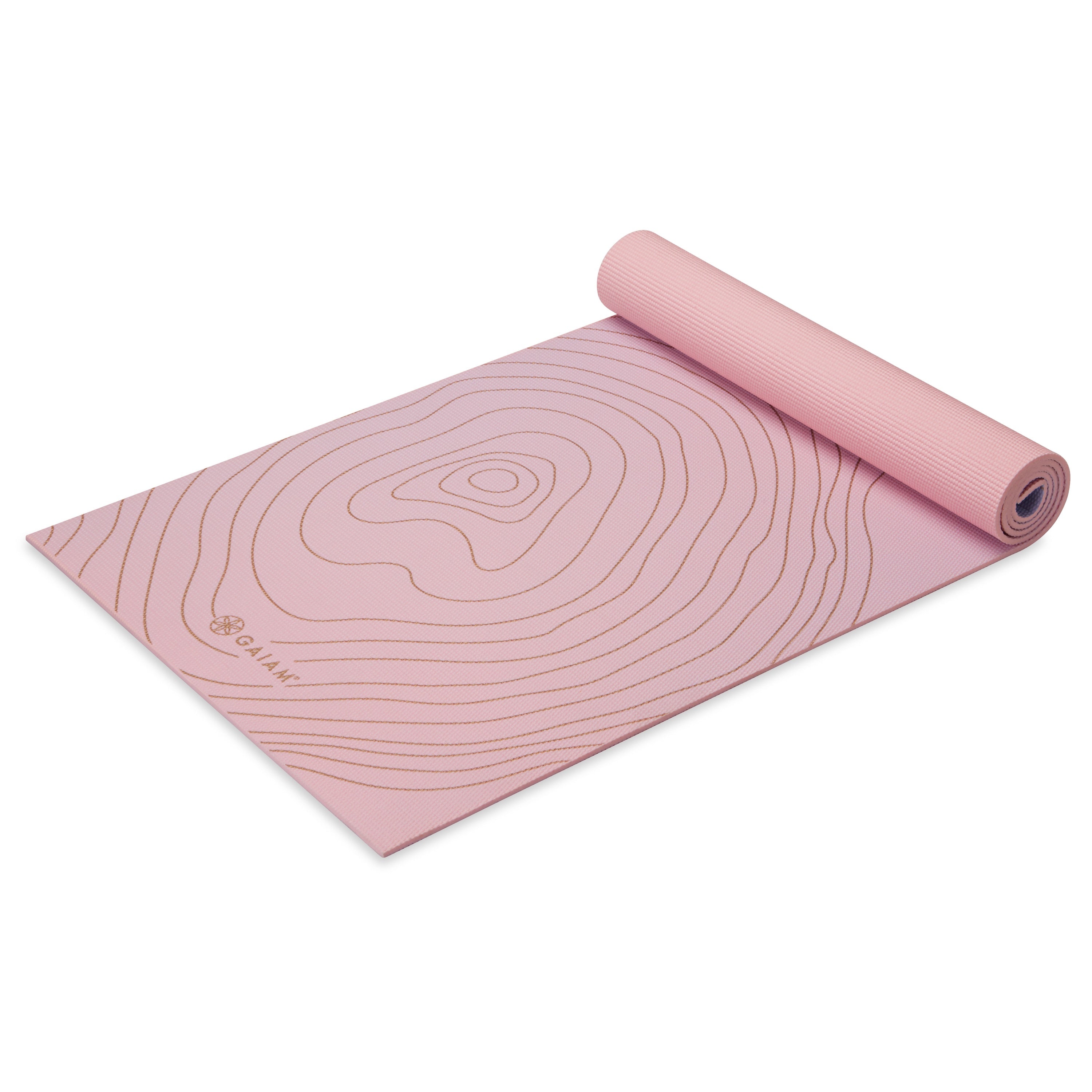 Gaiam Premium Topo Sherbet Yoga Mat (6mm) top rolled angle